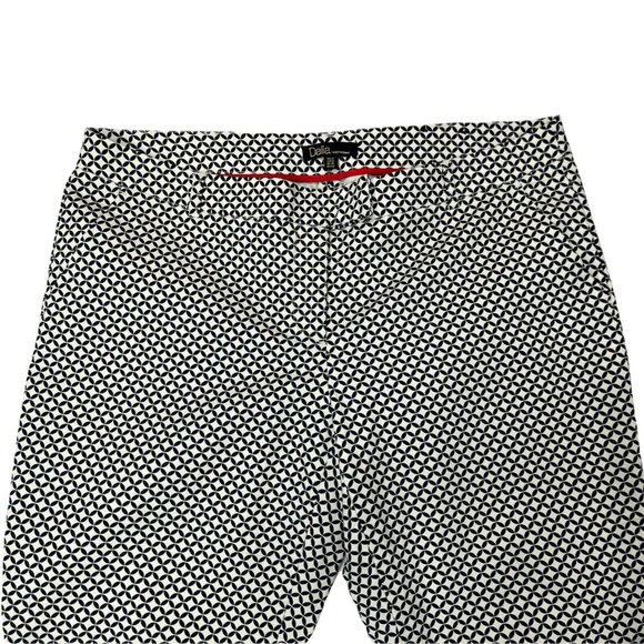 Dalia Ankle Pants Mid Rise Beige Navy Diamond Print Size 12 Large - Picture 3 of 9